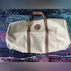Vintage Parfums Lagerfeld Large Canvas Zipper Tote Duffle Bag Khaki